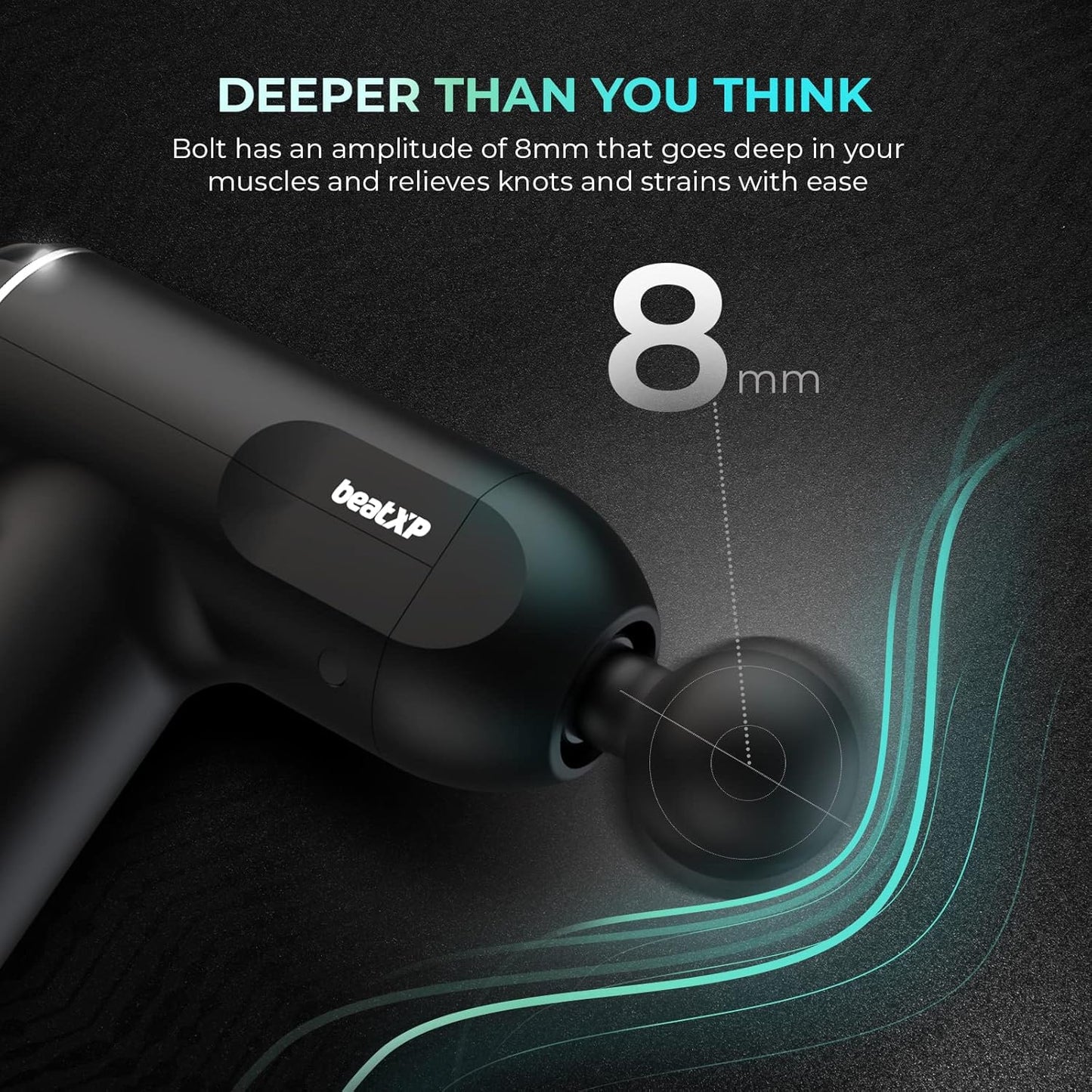 beatXP Bolt Deep Tissue Massage Gun | Percussion Muscle Massager for Full Body Pain Relief